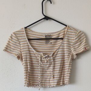 Women's Striped Yellow Crop Top